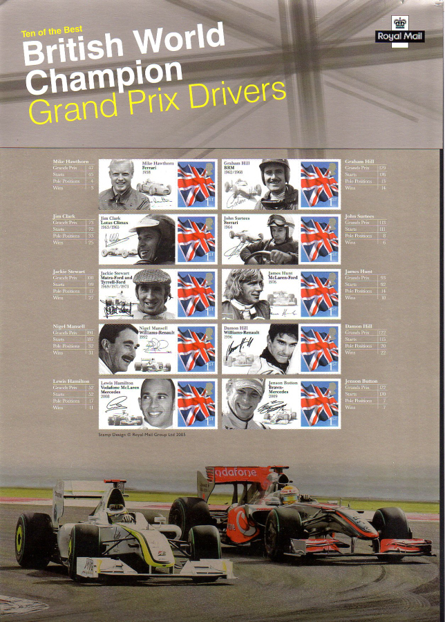 (image for) CS9 2010 Grand Prix Drivers Royal Mail Commemorative Smilers Sheet